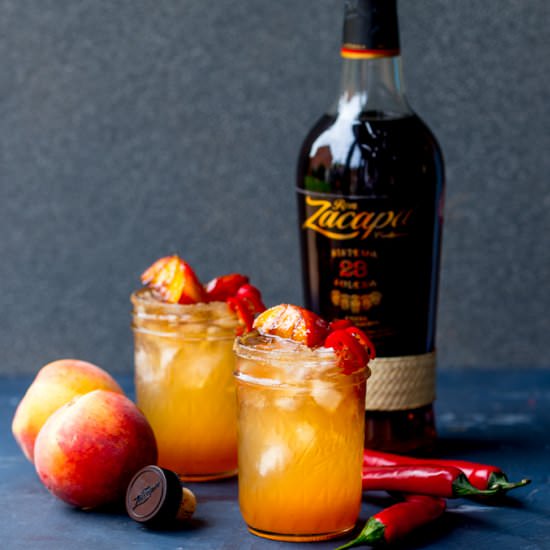 Rum & Peach Cocktail + Chilli Syrup
