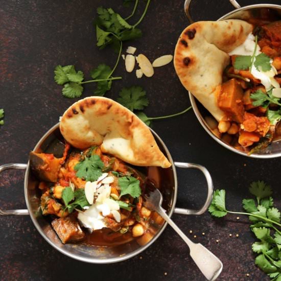 Aubergine, Spinach & Chickpea Curry