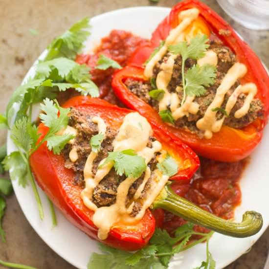 Black Bean Burger Stuffed Peppers