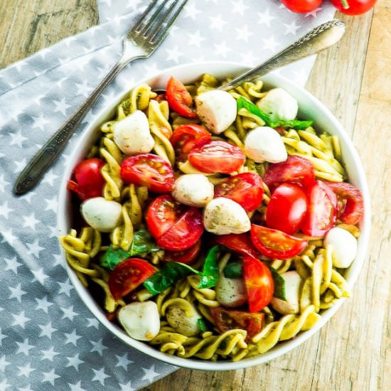 High Protein Caprese Pasta Salad