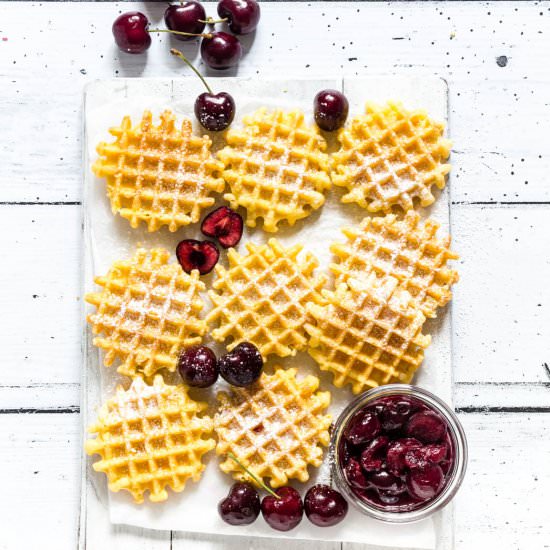 Waffles With Cherry Sauce