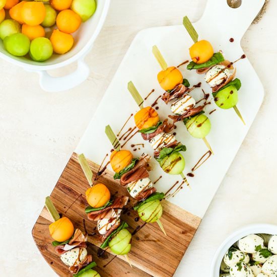 Prosciutto Melon Skewers