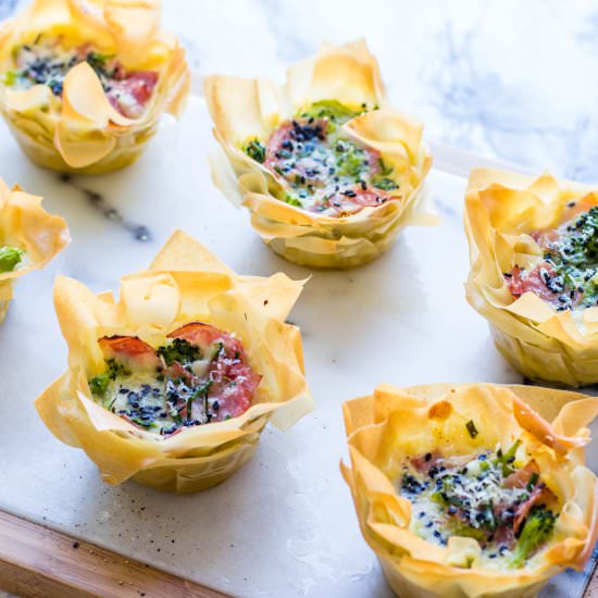 Ham, Cheese And Broccoli Quiche Cups