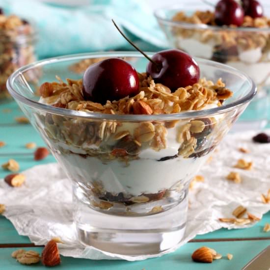 Cherry Granola Greek Yogurt Parfait