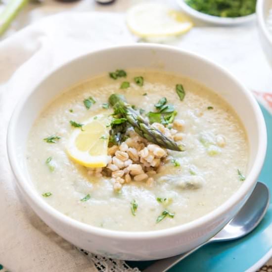 Creamy Vegan Lemon Asparagus Soup