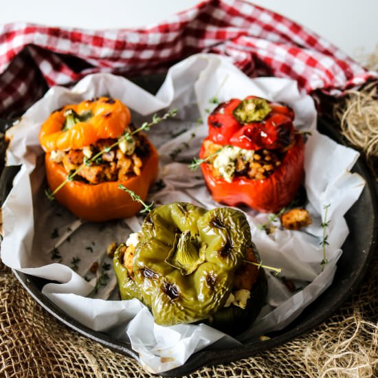 Chicken Barley Stuffed Peppers