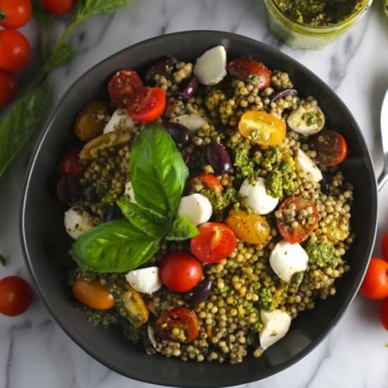 Pesto Couscous Salad Mozz & Tomato