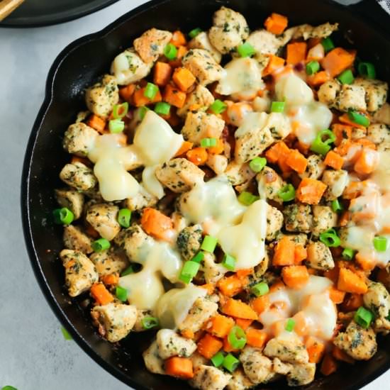 Sweet Potato Pesto Chicken Skillet