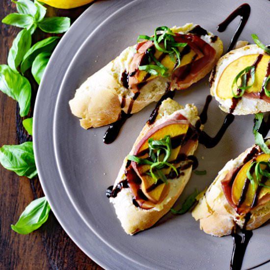 Honey Ricotta and Peach Bruschetta
