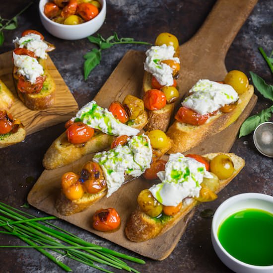 Crostini with Tomatoes and Burrata