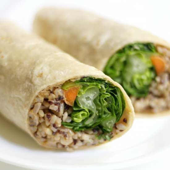 Buffalo Tahini Quinoa & Rice Wraps