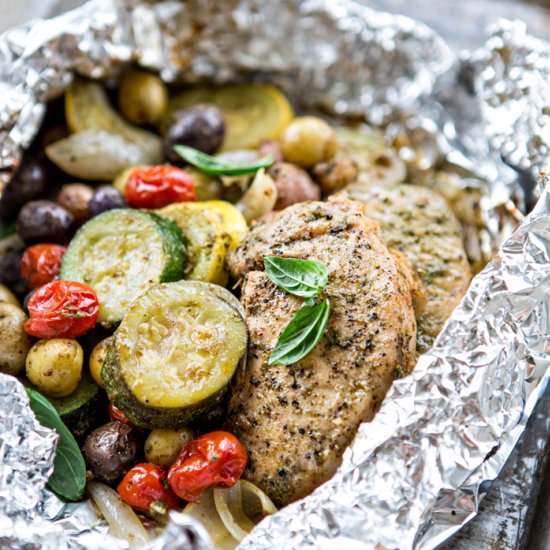 Pesto Pork Chop Foil Dinner