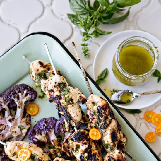 Basil Kumquat Grilled Chicken Kebab