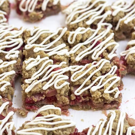 Vegan Strawberry Rhubarb Rose Bars