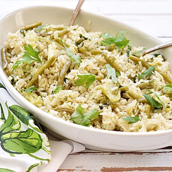 Rice with Broccoli and Green Beans