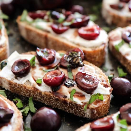 Black Cherry Basil Ricotta Toast