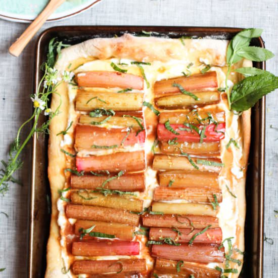 Roasted Rhubarb Flatbread