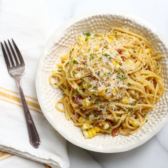 Pasta with Corn & Bacon