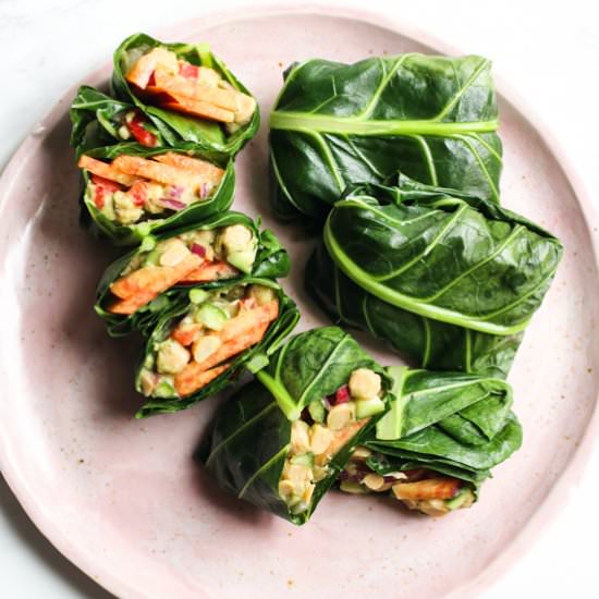 Chickpea Avocado Collard Wrap