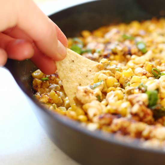 Warm Corn Dip with Jalopenos & Feta