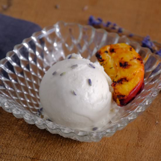 Lavender Icecream and Grilled Peach