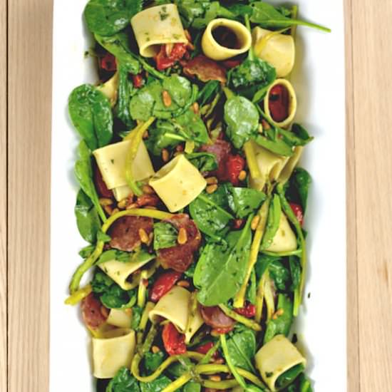 Pasta Salad with Asparagus, Spinach