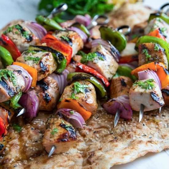 Pork Kebabs with Honey Mint Sauce