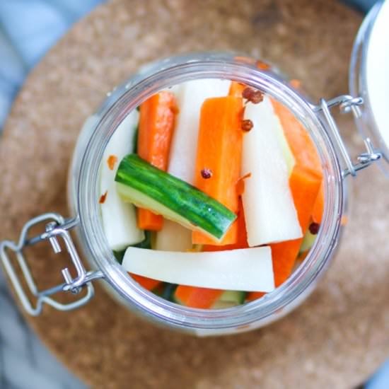 Pickled Daikon, Carrot and Cucumber