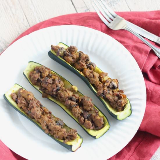 Curry Lamb Stuffed Zucchini