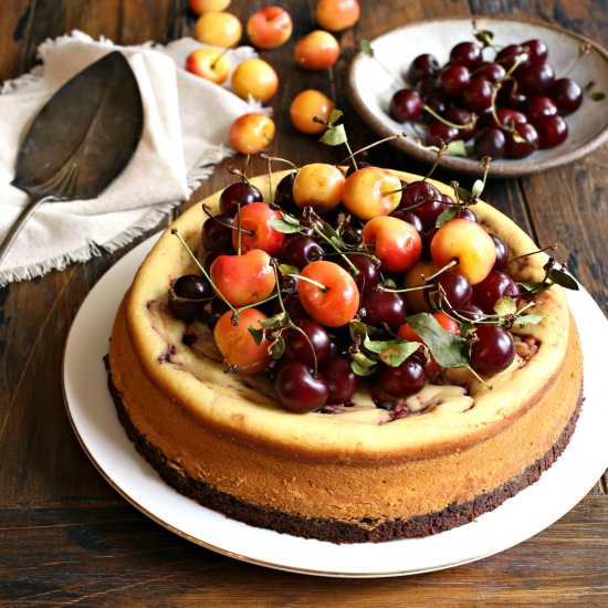 Brownie Bottom Cherry Cheesecake