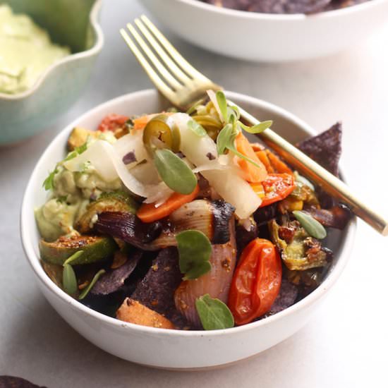 Roasted Veggies Nachos Bowl