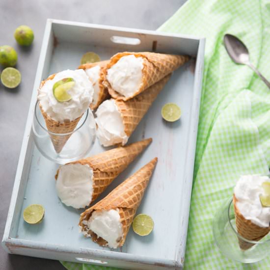 Frozen Key Lime Pie Waffle Cones