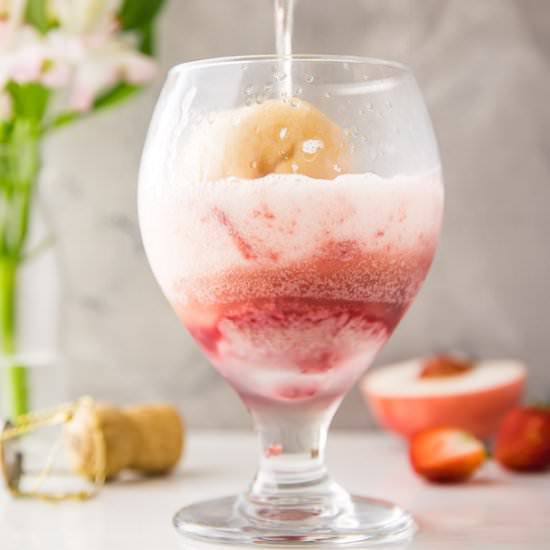 Peach Strawberry Sorbet Rosé Floats