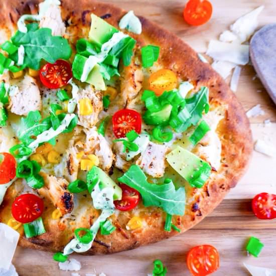Summer Grilled Chicken Naan Pizza