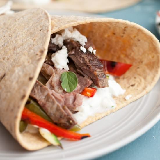 Grilled Greek Steak Wraps