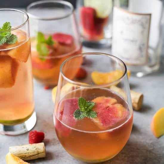 Rosé Wine with Fresh Fruit Cubes