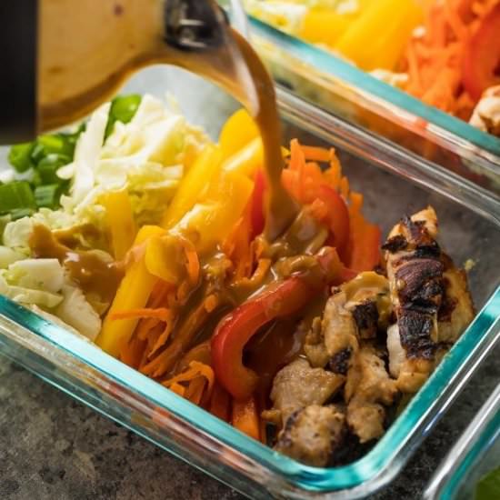 Satay Chicken Meal Prep Lunch Bowls