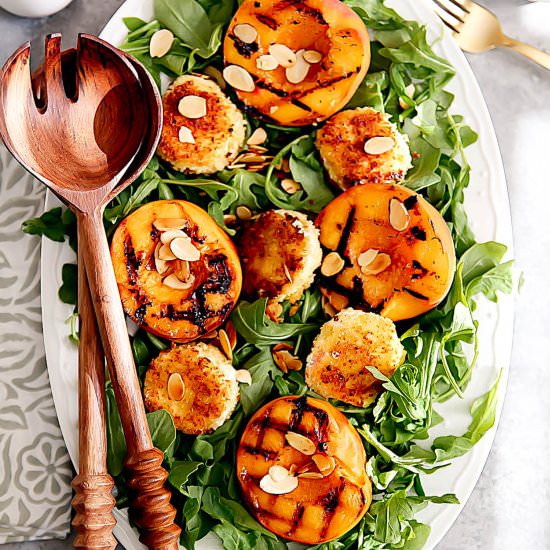 Grilled Peach Salad and Goat Cheese