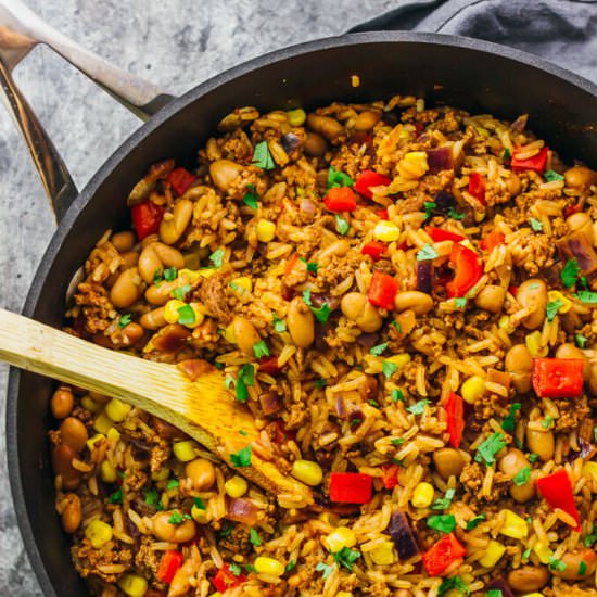 Southwest Beef and Rice Skillet