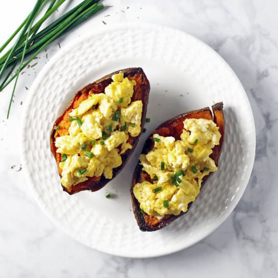 Scrambled Egg Stuffed Sweet Potato