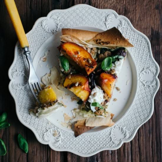 Burrata, Peach & Tuna Filo Tart