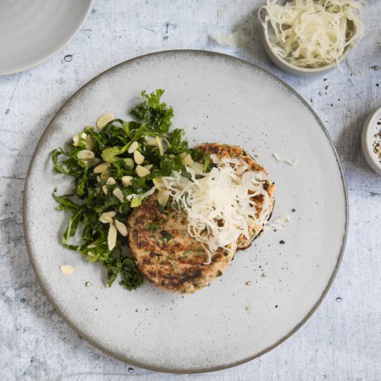 Salmon Burgers with Lemony Kale
