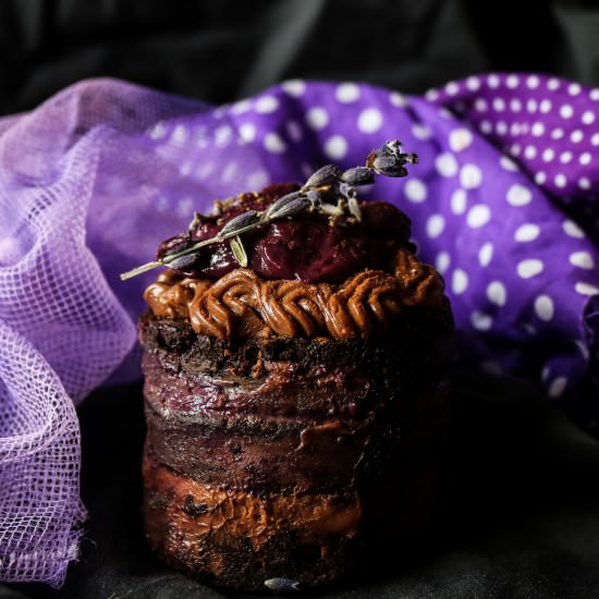 Chocolate Lavender Blueberry Cakes