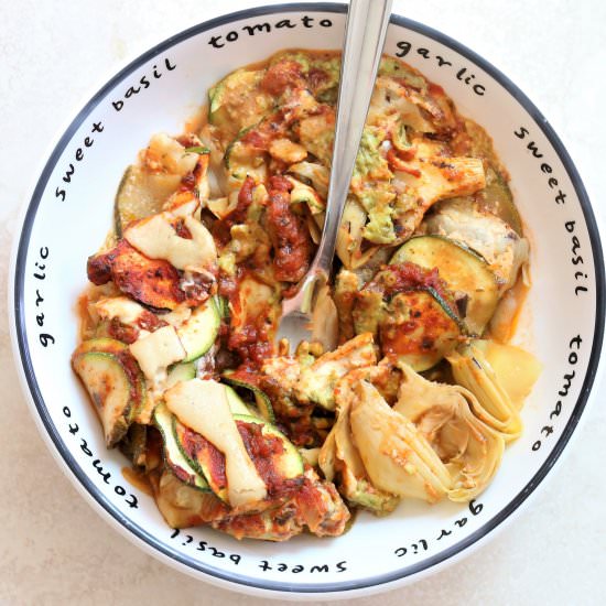 Zucchini Artichoke Mushroom Lasagna