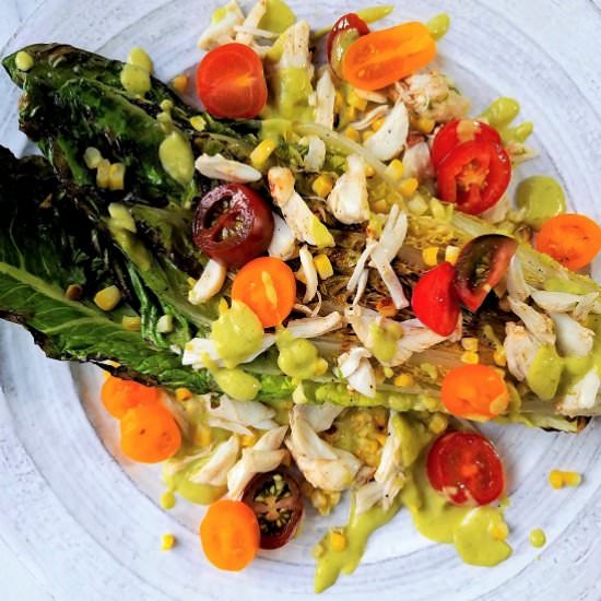 Grilled Romaine + Avocado Tomatillo
