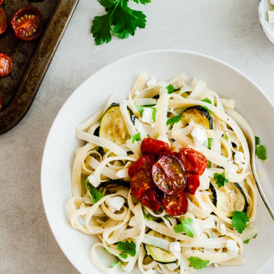 Courgette, Tomato and Feta Pasta