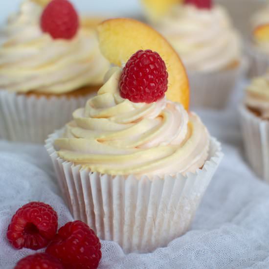 Peach & Raspberry Cupcakes