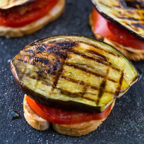 Grilled Eggplant Open Faced Sandwich