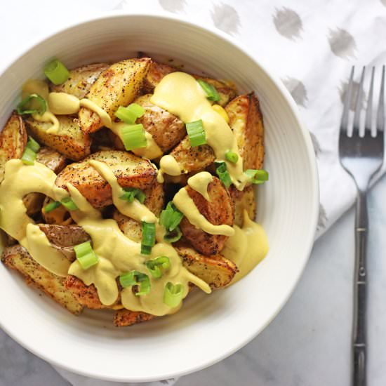 Vegan Cheesy Potato Wedges