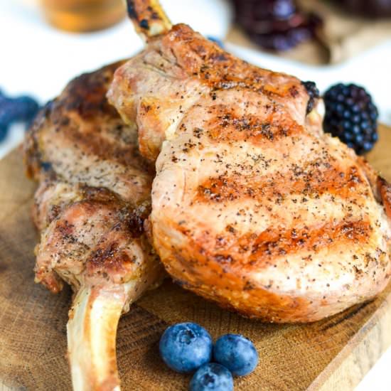 Pork Chops with Bourbon Berry Sauce